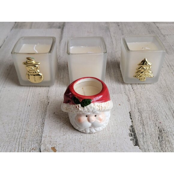 Tealight snowman candle tree santa face Xmas set home decor - Picture 2 of 6
